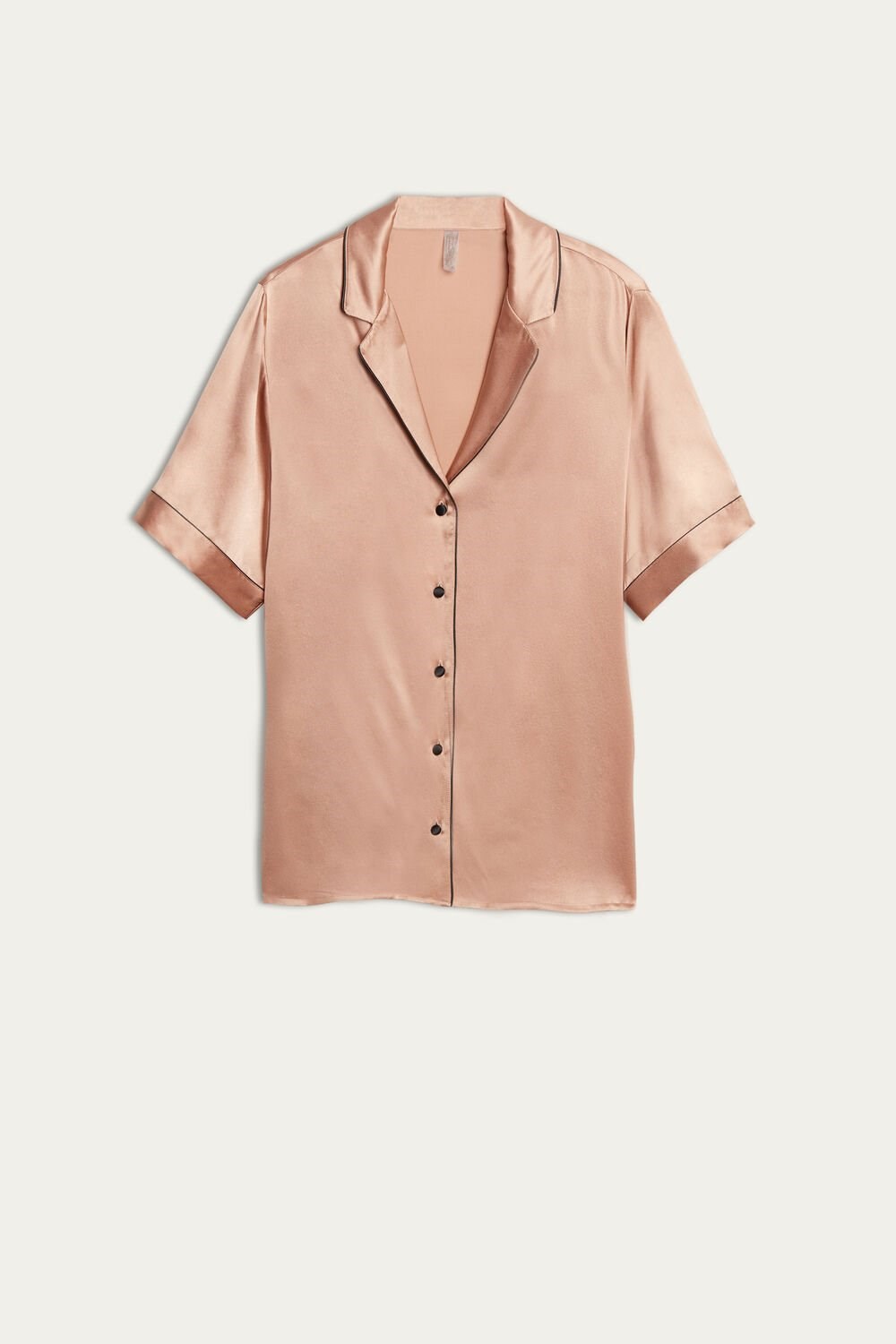 Intimissimi Krátké Sleeve Silk Shirt with Contrast Trim Růžové | 1795024-UF