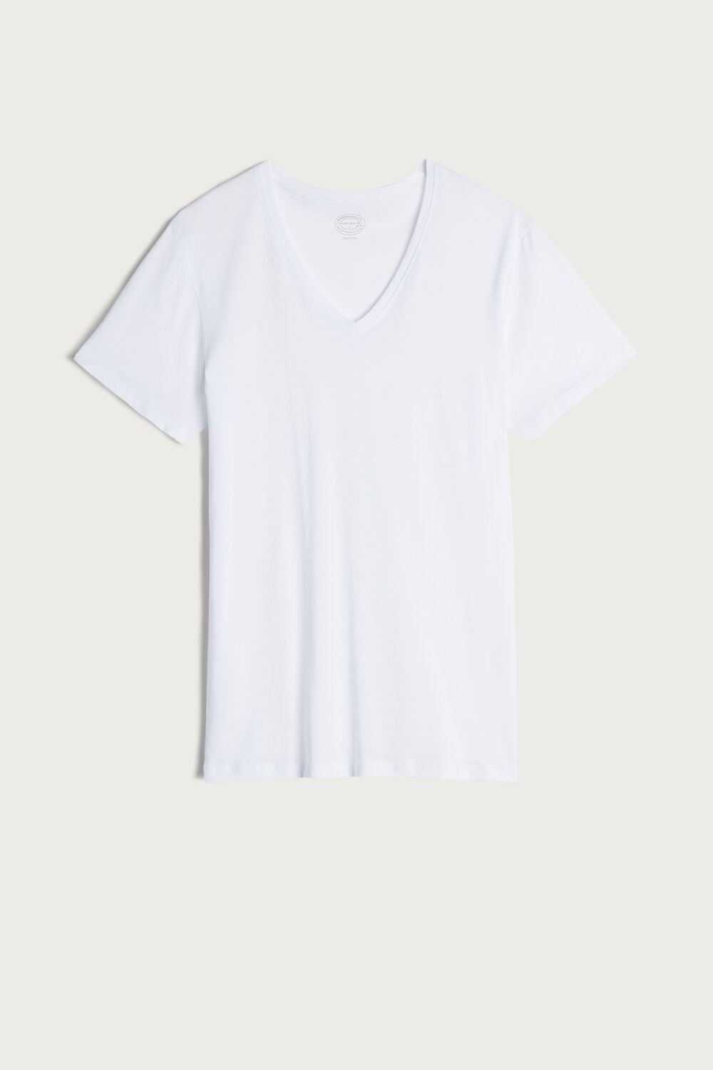 Intimissimi Krátké-Sleeve V-Neck T Shirt in Extra-Fine Supima® Bavlněné Bílé Bílé | 0875421-AP