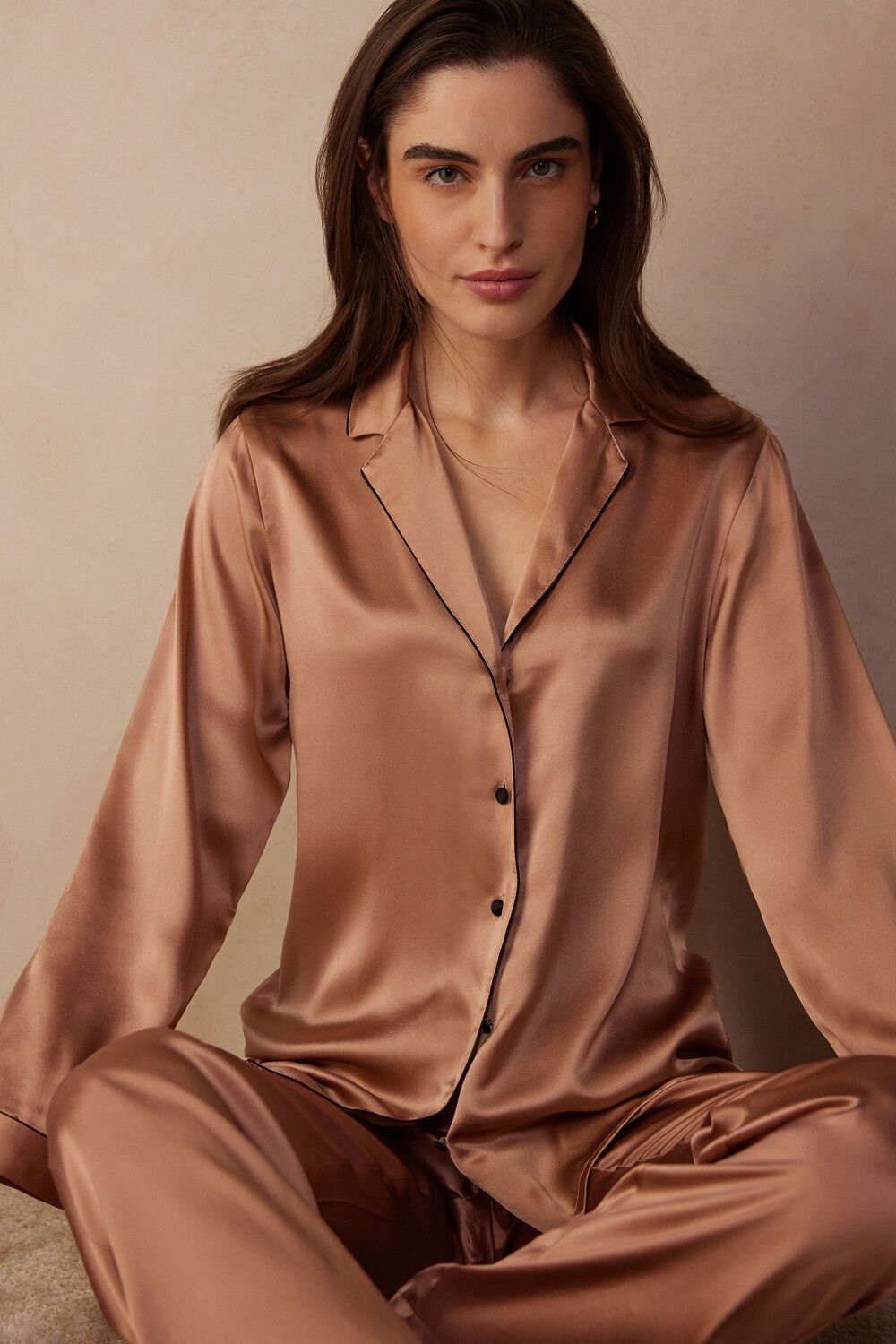 Intimissimi Mannish-Cut Jacket in Silk Satin Růžové | 7081429-XS