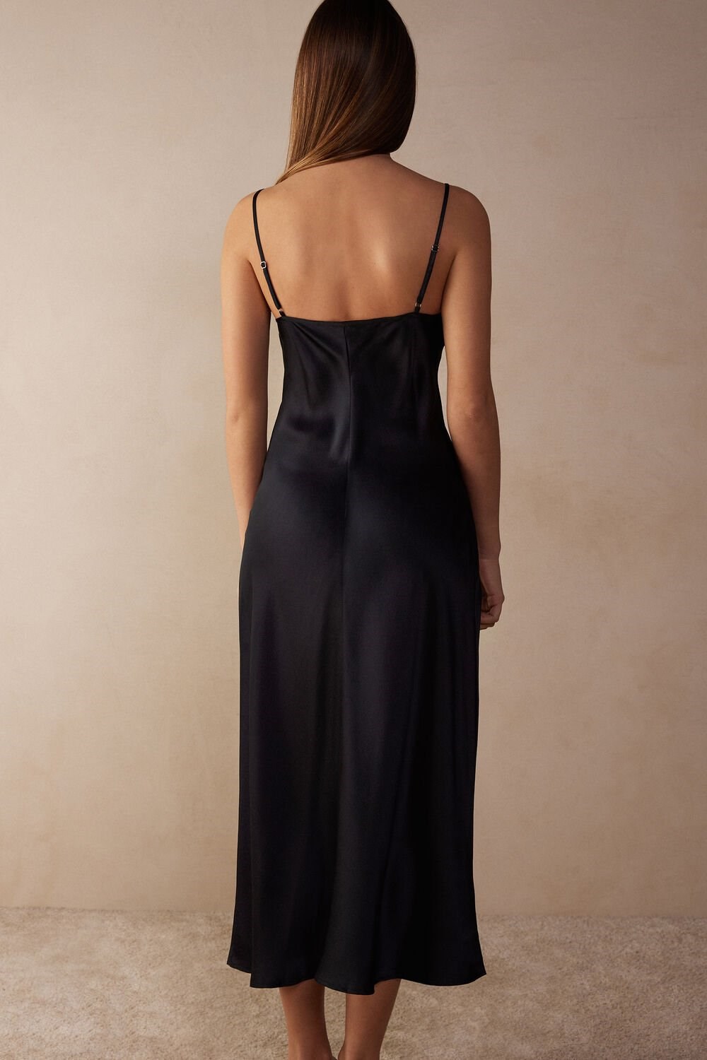 Intimissimi Midi-Length Slip in Silk Černé Černé | 4368719-DT