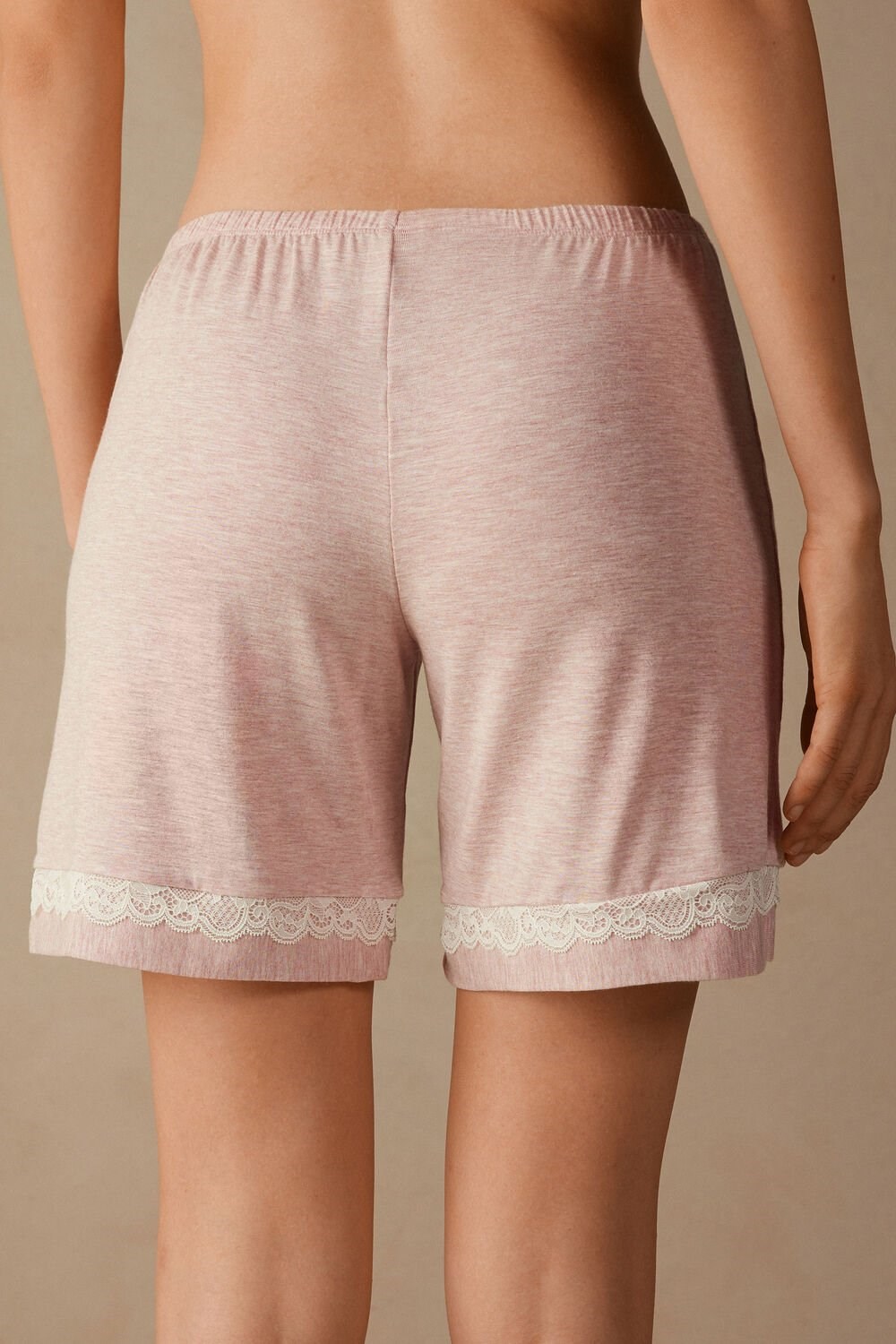 Intimissimi Modal Shorts with Krajkové Details Růžové Světle Růžové | 7429586-TW