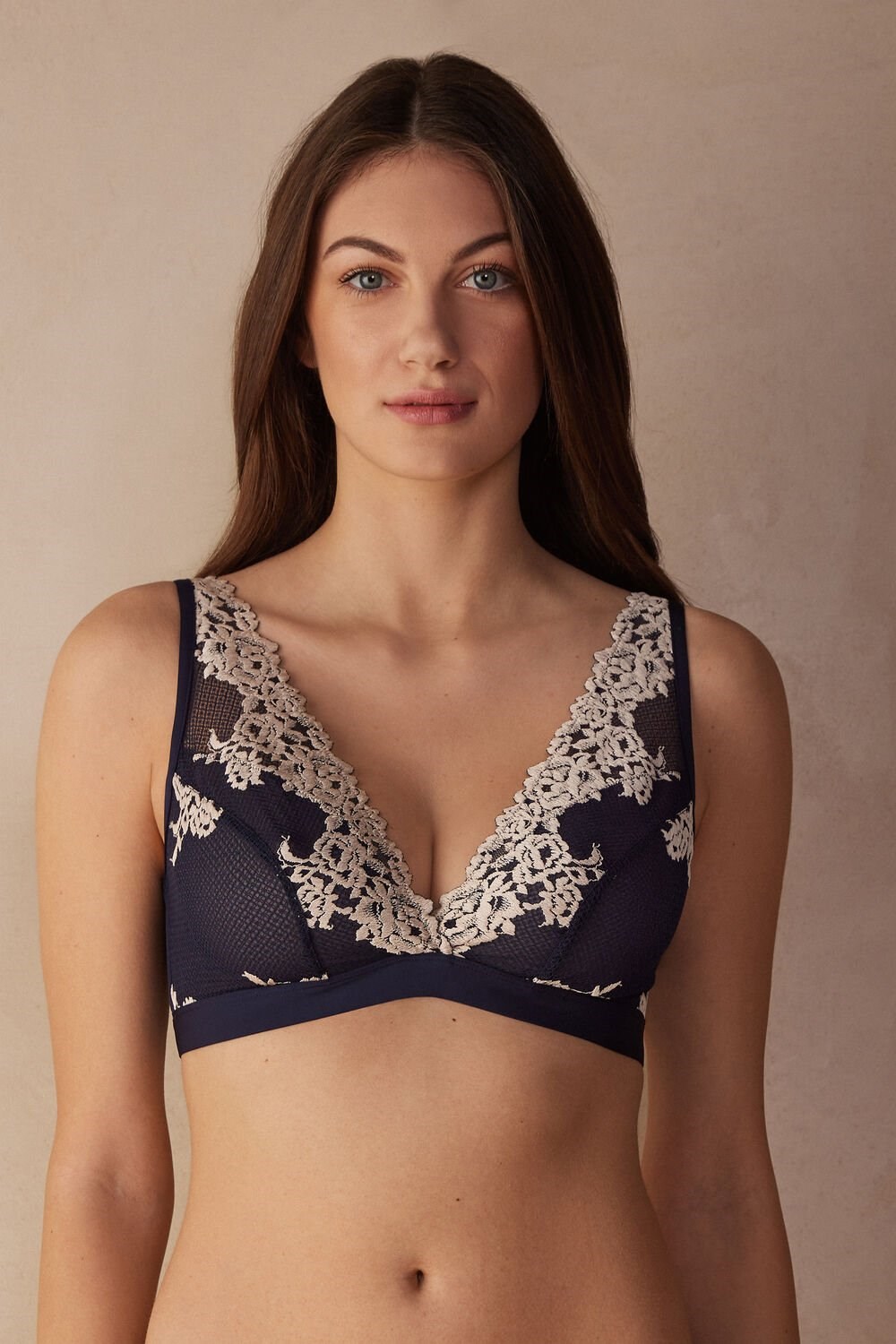 Intimissimi Pretty Flowers Lara Triangle Bra Blankyt Tmavě Blankyt | 1845732-VD