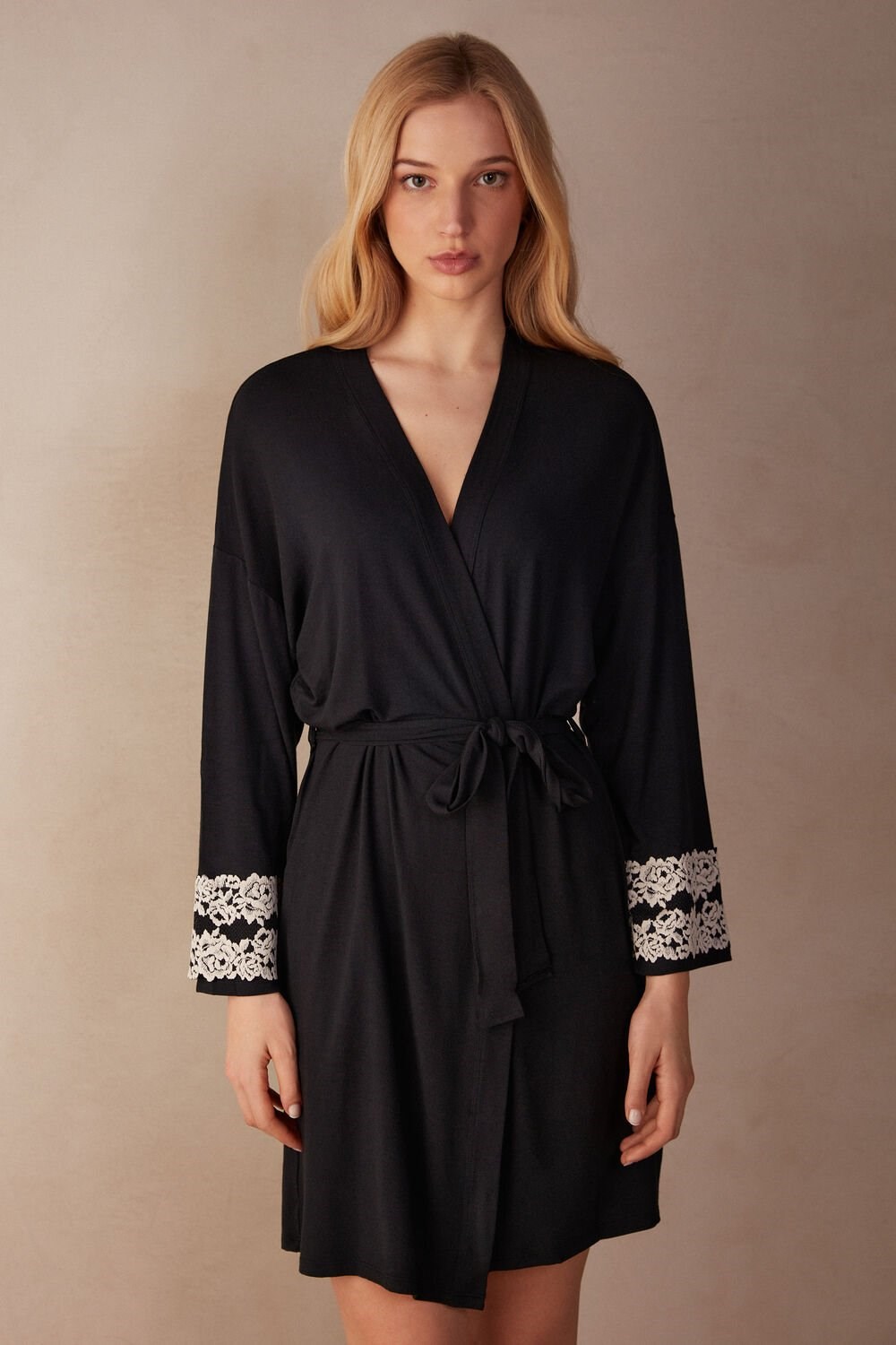 Intimissimi Pretty Flowers Modal Robe Viacfarebný Černé | 7259163-LK