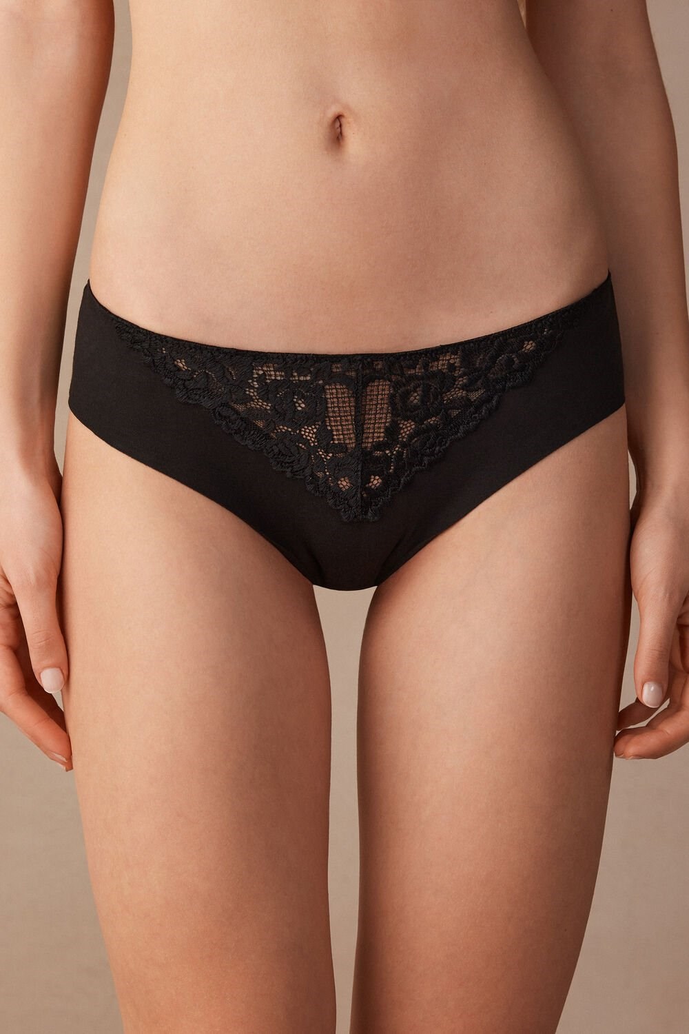 Intimissimi Pretty Flowers Seamless Bavlněné Panties Černé Černé | 0948527-LB