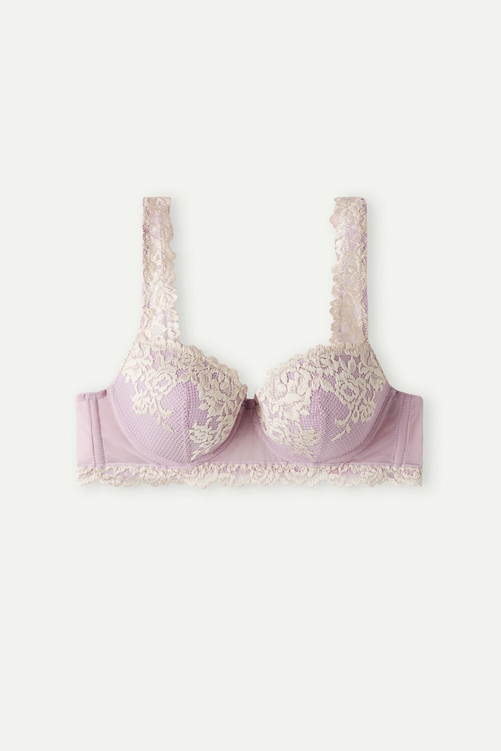 Intimissimi Pretty Flowers Sofia Balconette Bra Violet - 876i - Orchid Lilac / Ivory | 6851349-QW