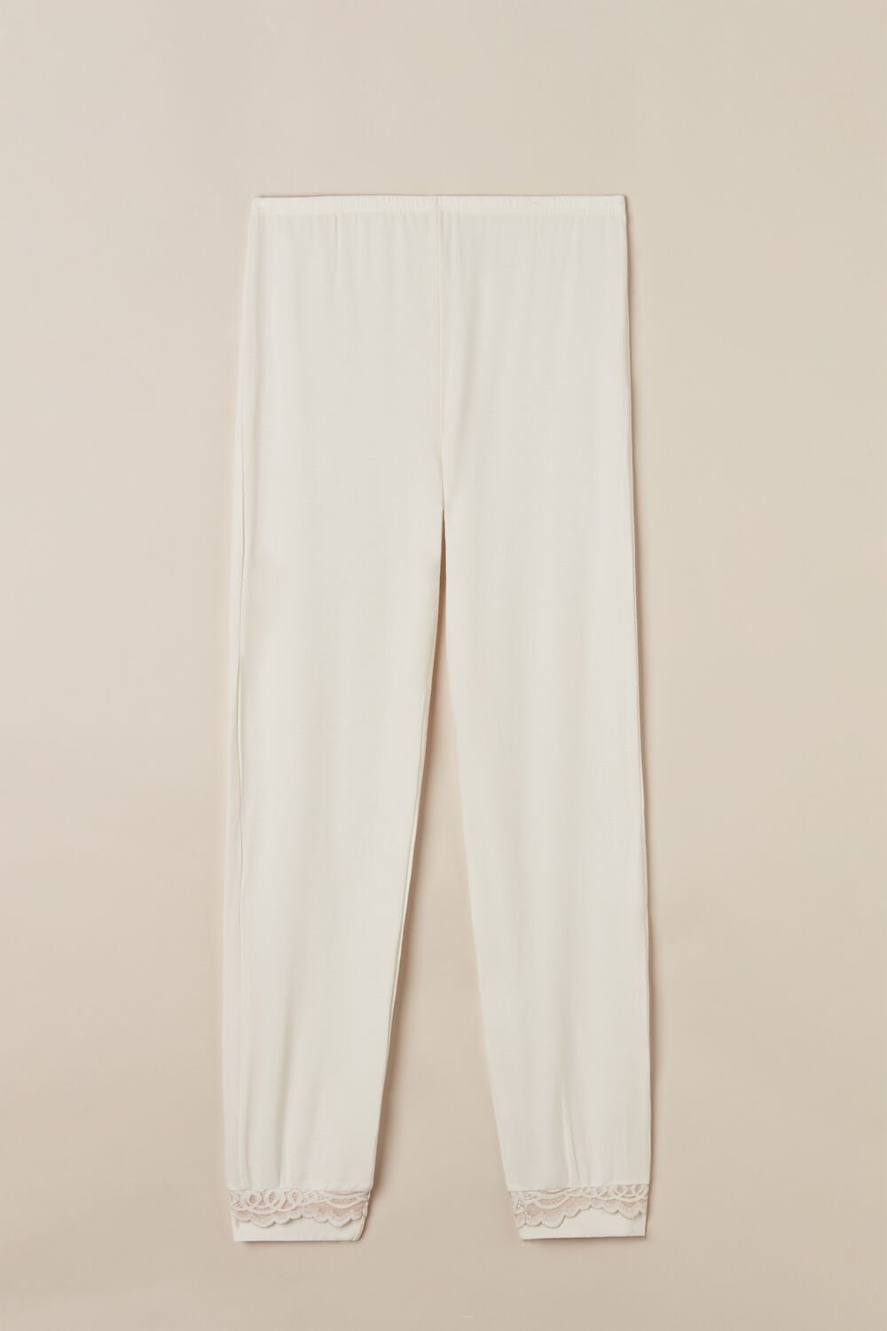 Intimissimi Romantic Bedroom Cuffed Full Length Pants in Modal with Vlna Bílé Bílé Růžové | 5418367-KX