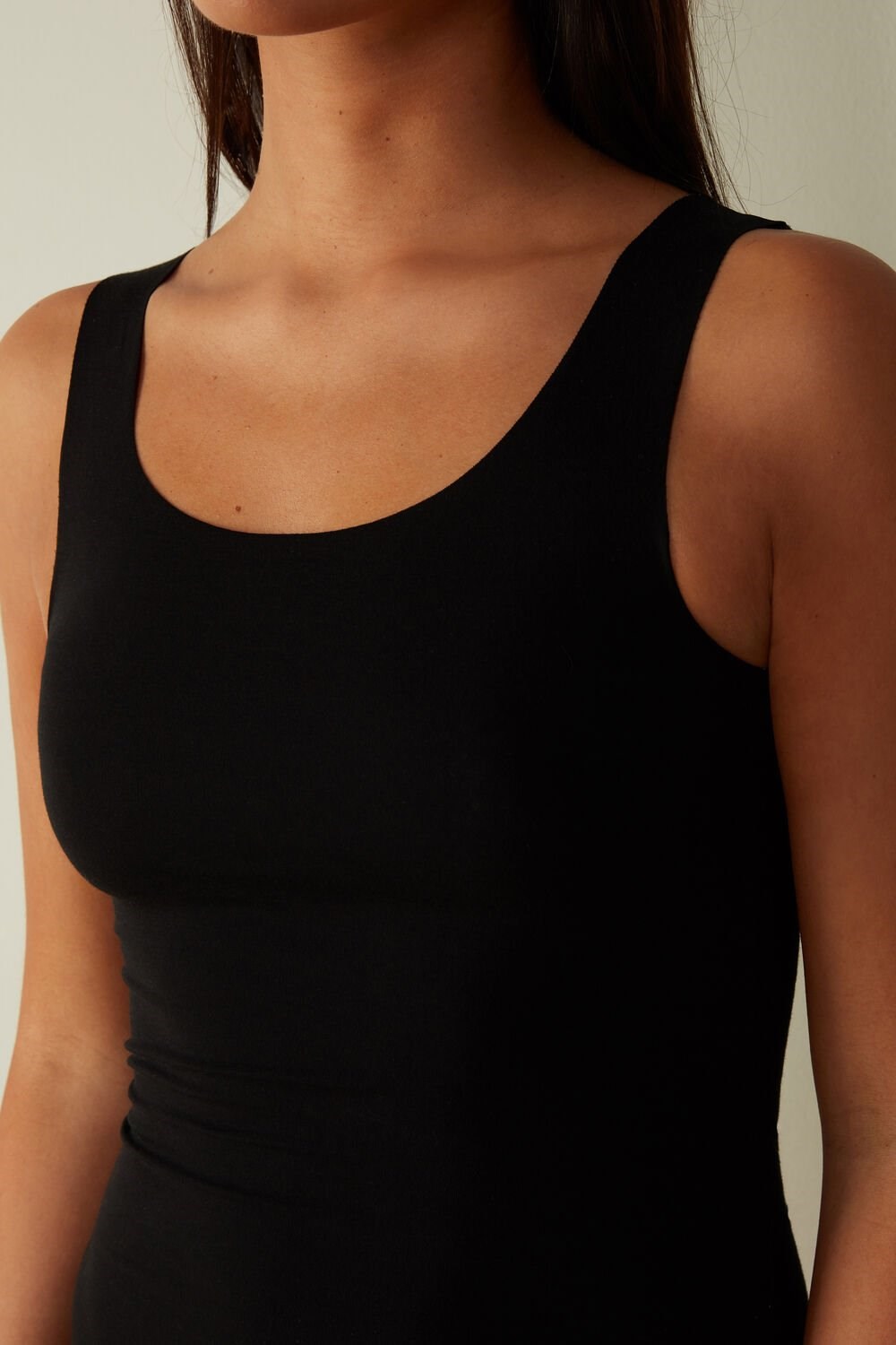 Intimissimi Seamless Supima® Bavlněné Tank Top Černé Černé | 1758062-JP