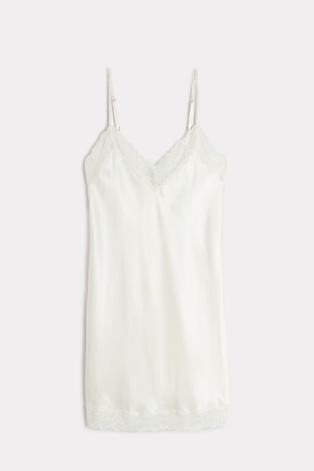 Intimissimi Silk Slip with Krajkové Insert Detail Bílé | 5293607-BK