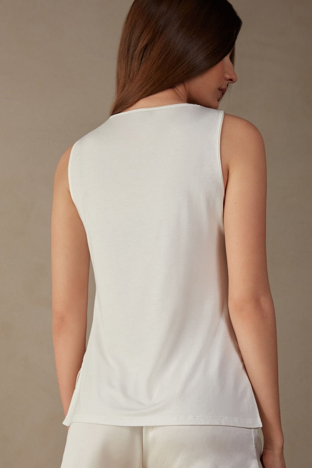 Intimissimi Silk and Modal Tank Top Bílé | 0715483-TI