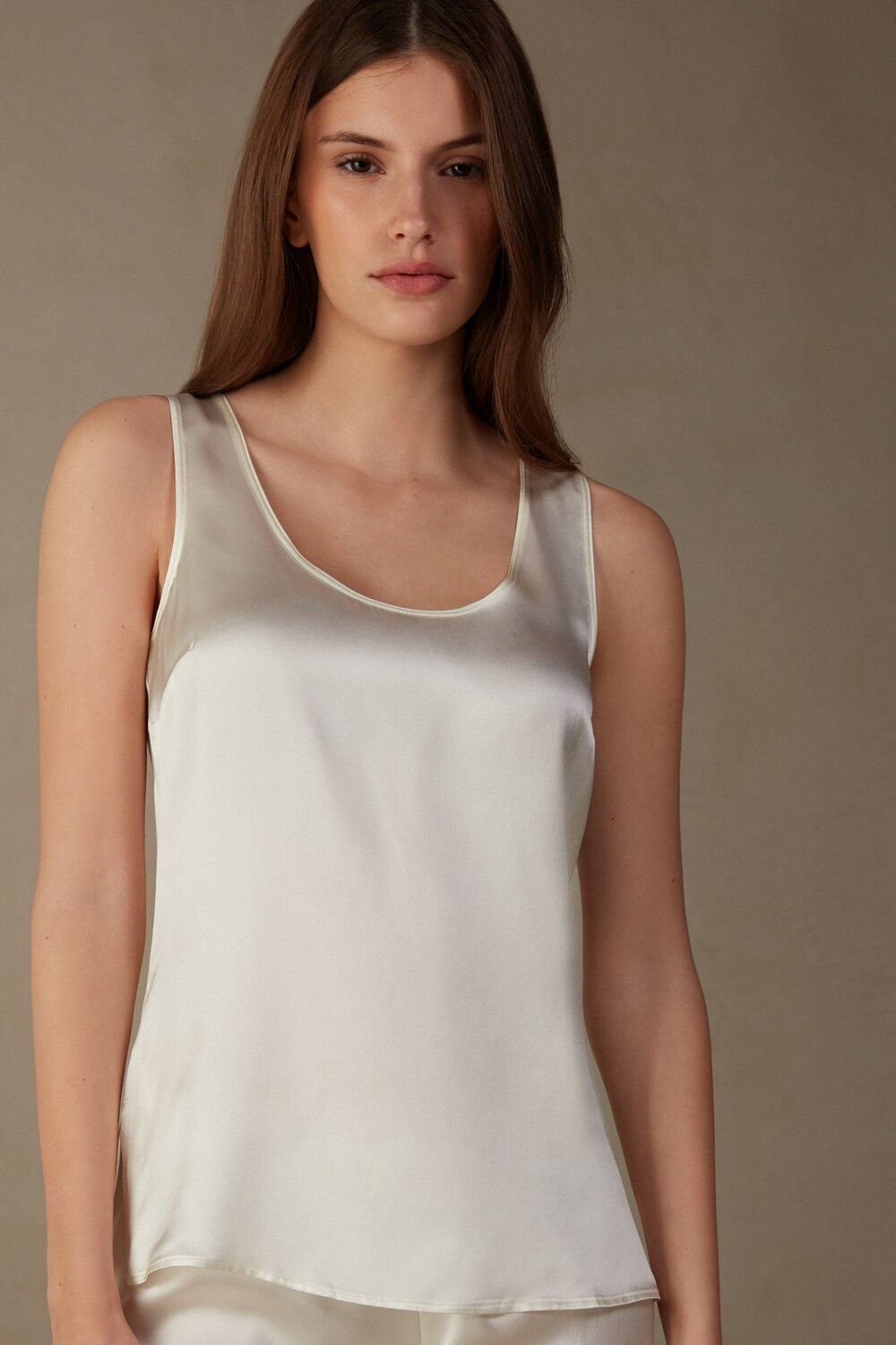 Intimissimi Silk and Modal Tank Top Bílé | 0715483-TI