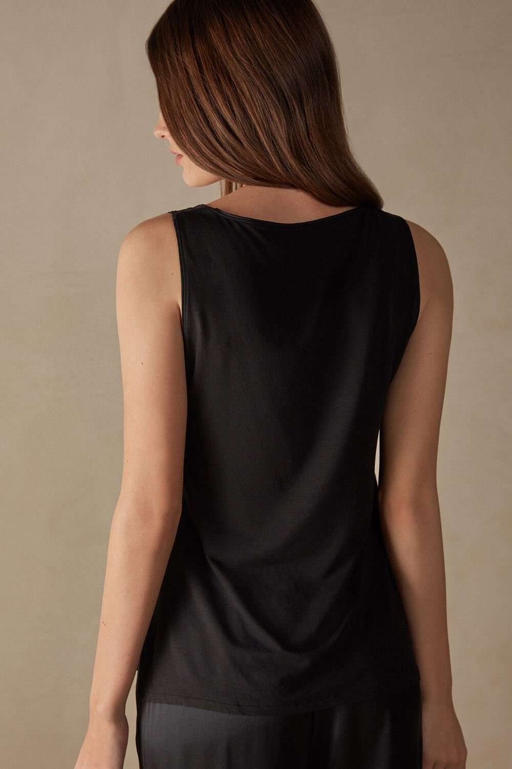 Intimissimi Silk and Modal Tank Top Černé Černé | 7205634-YV