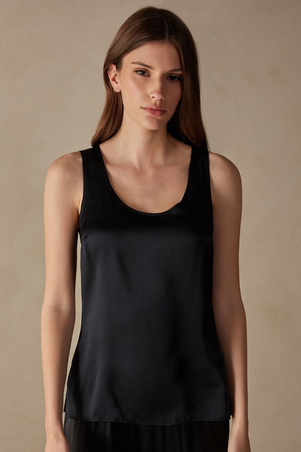 Intimissimi Silk and Modal Tank Top Černé Černé | 7205634-YV