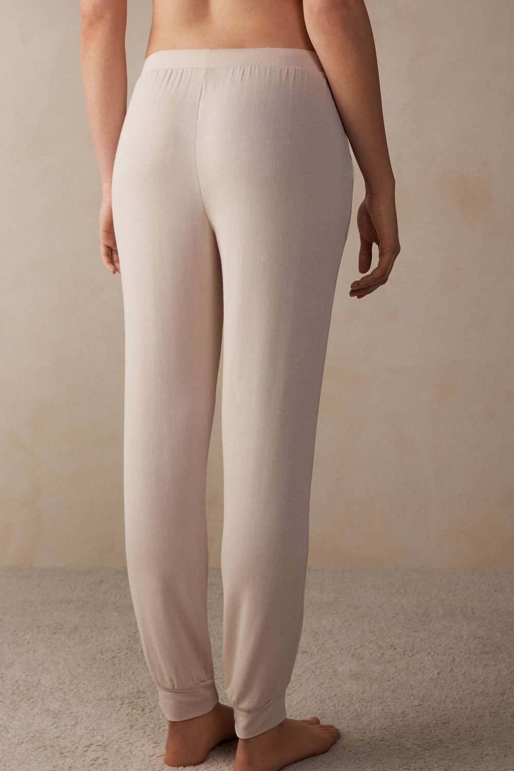 Intimissimi Simple Elegance Full Length Jogger Pants in Modal Růžové Růžové Bílé | 1539067-KM