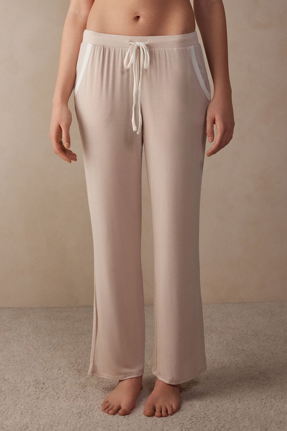 Intimissimi Simple Elegance Full Length Pants in Modal Růžové Růžové Bílé | 2463850-EQ