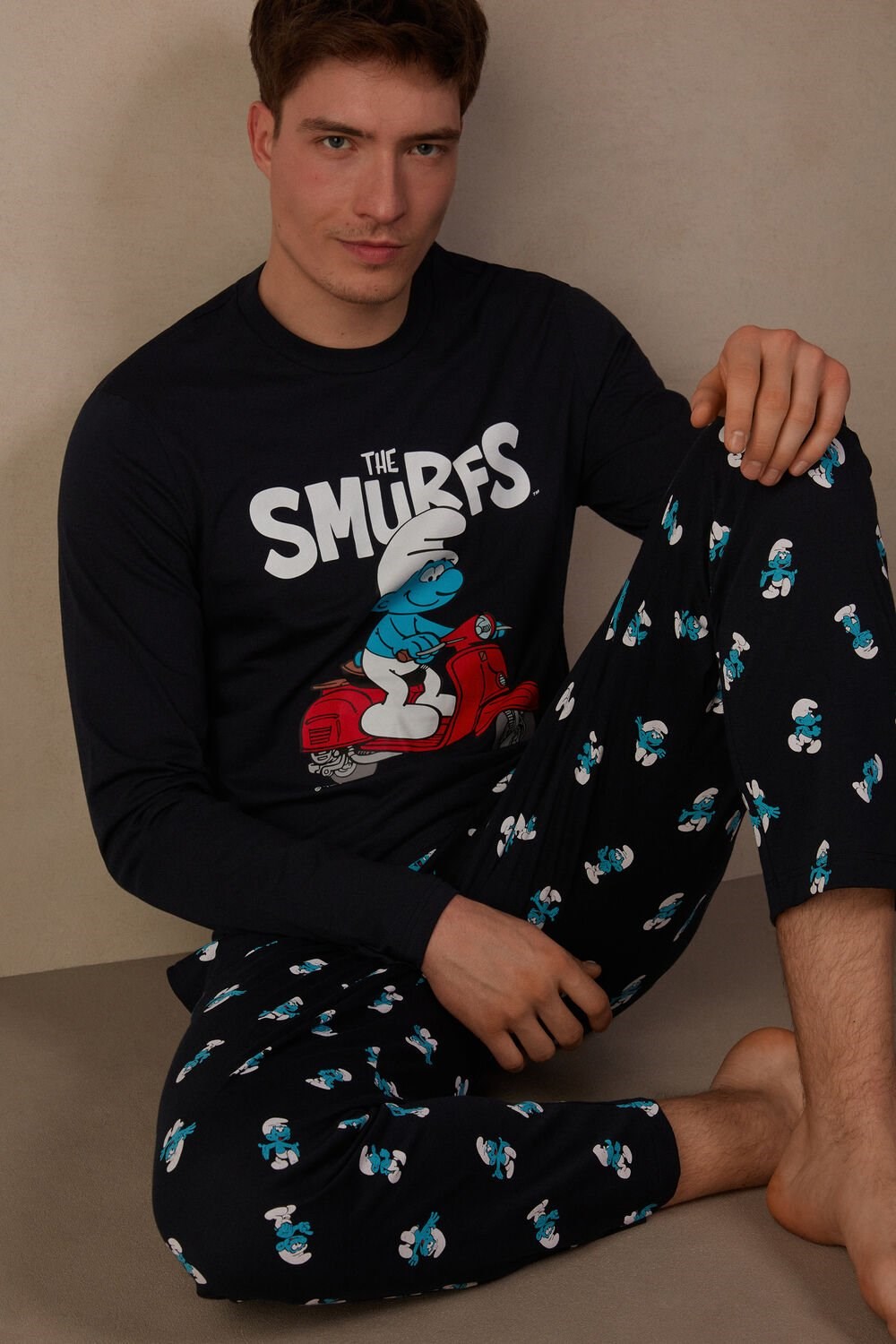 Intimissimi Smurfs Full Length Bavlněné Pajamas Blankyt Blankyt | 8519743-VG