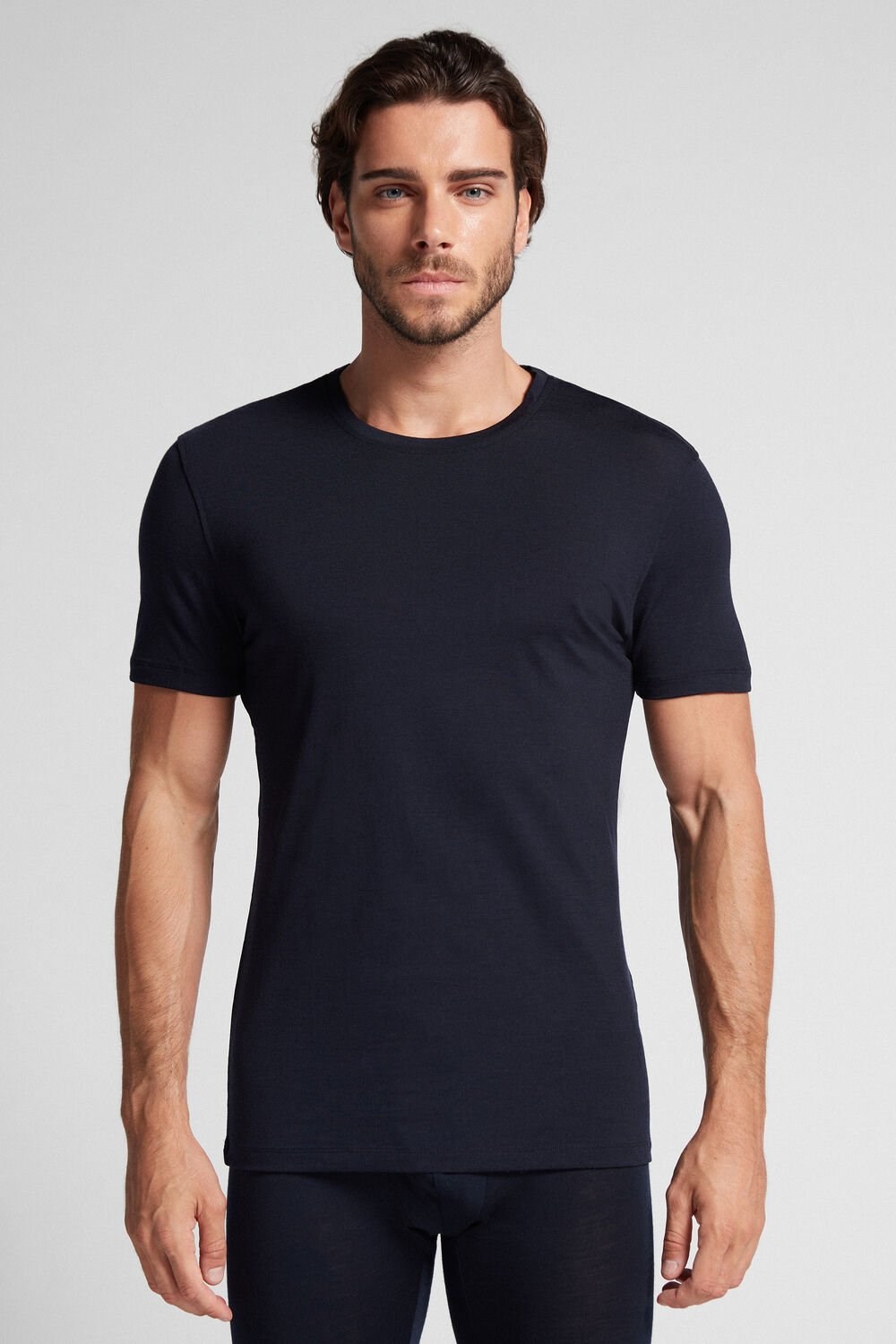 Intimissimi Stretch Merino Vlna Krátké-Sleeve T-Shirt Blankyt Blankyt | 0873259-EP