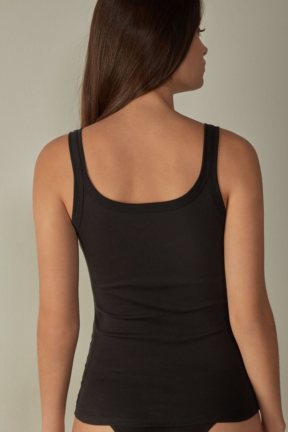 Intimissimi Tank Top in Supima® Bavlněné Černé Černé | 3741956-GC