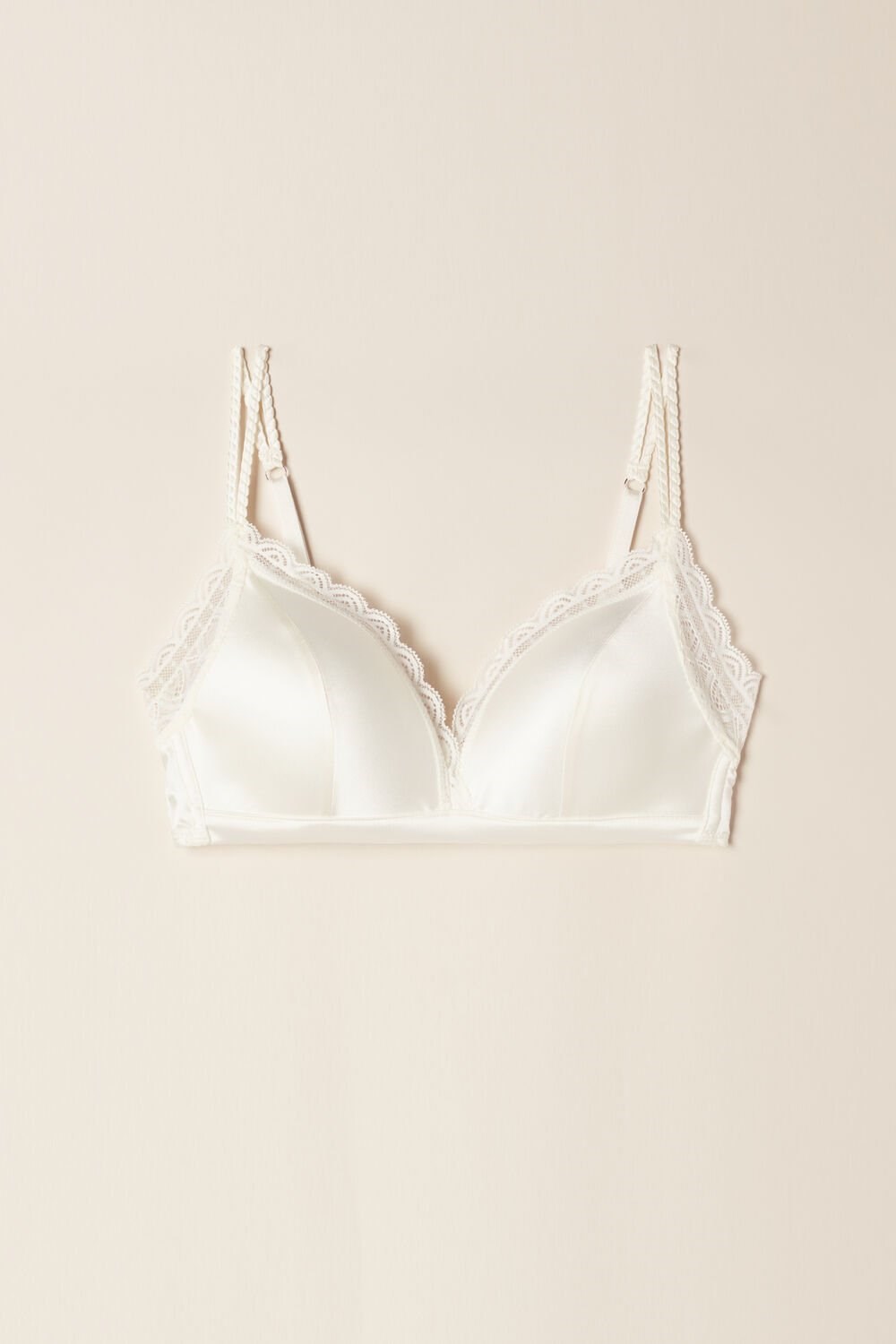 Intimissimi Tiziana Silk and Krajkové Triangle Bra Bílé | 2381764-UB